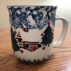 Folkcraft Cabin in the Snow 4” x 3.25 mug by Tien Shan Made in China